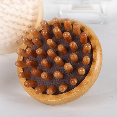 Braune Pilzform Bambus Gua Sha Kopfhaut Massage Airbag Kamm Holz Guasha Werkzeugkopf Entspannung Massager Haar Gesundheit Schönheitsbürste