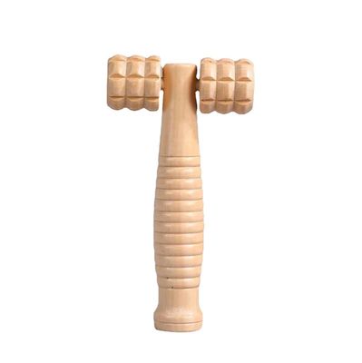 Personalisiertes Logo erhältlichd Braunholz Doppelroller Massage-Stick für Selbst-Gesundheit und manuelle Guasha Körperbehandlung