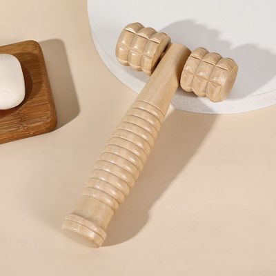Personalisiertes Logo erhältlichd Braunholz Doppelroller Massage-Stick für Selbst-Gesundheit und manuelle Guasha Körperbehandlung
