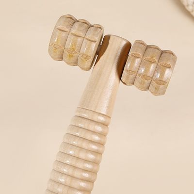 Personalisiertes Logo erhältlichd Braunholz Doppelroller Massage-Stick für Selbst-Gesundheit und manuelle Guasha Körperbehandlung