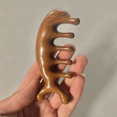 Kopfmassage Ausrüstung 2023 Natur Sandelholz Gua Sha Kopfhaut Massage Kamm Holz Guasha Werkzeug für Haarpflege und Kopfspaß