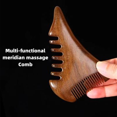 Braune natürliche Sandelholz Gua Sha Kopfhaut Massage Kamm Holz Guasha Werkzeug für den Kopf Körper entspannen Masseur Haar Gesundheit und Schönheit