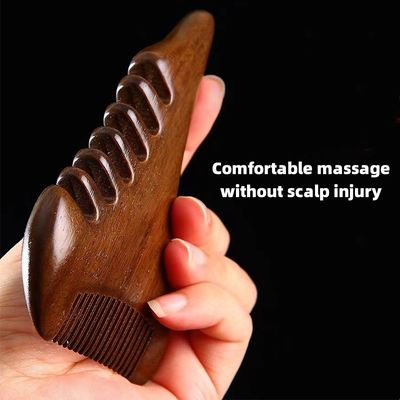 Braune natürliche Sandelholz Gua Sha Kopfhaut Massage Kamm Holz Guasha Werkzeug für den Kopf Körper entspannen Masseur Haar Gesundheit und Schönheit