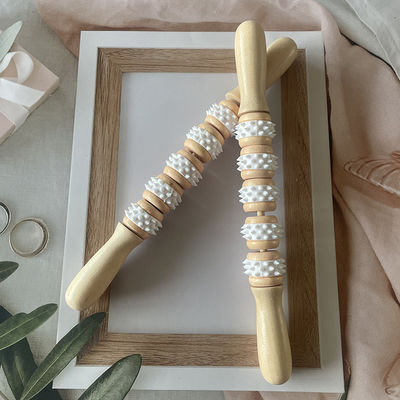 Fünf Räder Holz Gua Sha Massage Stick für Meridian Behandlung und Körperentspannung
