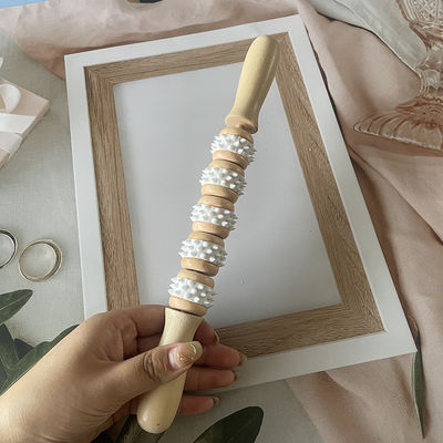 Fünf Räder Holz Gua Sha Massage Stick für Meridian Behandlung und Körperentspannung