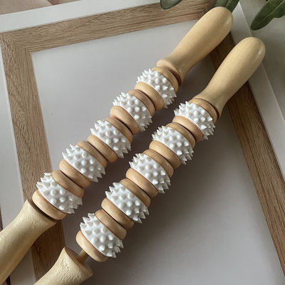 Fünf Räder Holz Gua Sha Massage Stick für Meridian Behandlung und Körperentspannung