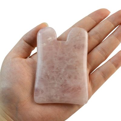 2024 Ankünfte Natürliche Rose Quarz Rosa Jade Gua Sha Massage Haar Kamm Massage Guasha Schaben Kopf Massage Gesichtsmassage Werkzeug