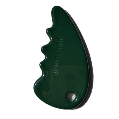 Gesichtsmassager Gua Sha Stein in grüner Farbe für Selbstpflege und Schönheitssalon