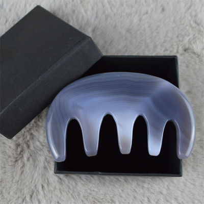 Körpermassager Natürlicher Achat Taschenkamm Breitzahnkamm SPA Gua Sha Kopfhaut Massage Bürste Haarpflege-Tool