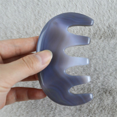 Körpermassager Natürlicher Achat Taschenkamm Breitzahnkamm SPA Gua Sha Kopfhaut Massage Bürste Haarpflege-Tool