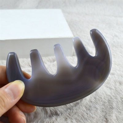 Körpermassager Natürlicher Achat Taschenkamm Breitzahnkamm SPA Gua Sha Kopfhaut Massage Bürste Haarpflege-Tool