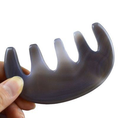 Körpermassage Natur-Agat Gua Sha Kopfhaut Kopfmassage Kamm Guasha Gesichts-Spa Hautpflege Schönheitssalon Werkzeug Haarbürste