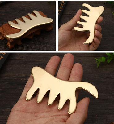Gold Kupfer Kamm Messing Gua Sha Board Körpermassage Werkzeug für SPA Akupunktur Schaben