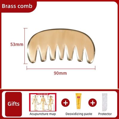 Körpermuskeln Natürliche Messing Gua Sha Board Kopfhaut Massage Kamm Guasha Stein Kopf Massager Haar Gesundheitspflege Salon Schönheitsmittel