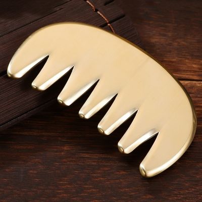 Körpermuskeln Natürliche Messing Gua Sha Board Kopfhaut Massage Kamm Guasha Stein Kopf Massager Haar Gesundheitspflege Salon Schönheitsmittel
