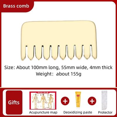 Goldkopfmassagegerät reines Messing Guasha natürliches Gesichtsmassager breitzähtiger Kamm zur Entspannung und Schraubbrett