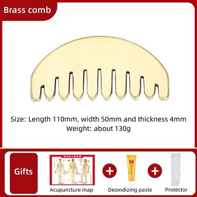 Goldkopfmassagegerät reines Messing Guasha natürliches Gesichtsmassager breitzähtiger Kamm zur Entspannung und Schraubbrett
