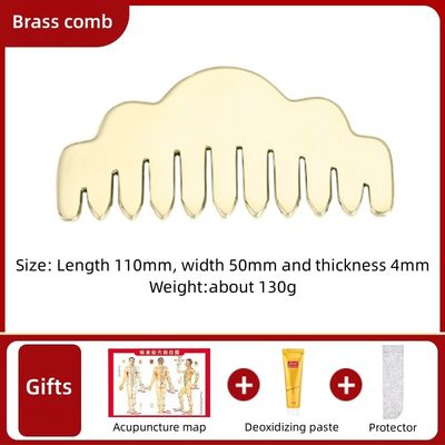 Goldkopfmassagegerät reines Messing Guasha natürliches Gesichtsmassager breitzähtiger Kamm zur Entspannung und Schraubbrett