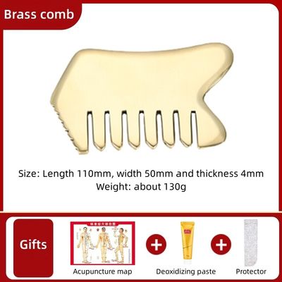 Goldkopfmassagegerät reines Messing Guasha natürliches Gesichtsmassager breitzähtiger Kamm zur Entspannung und Schraubbrett