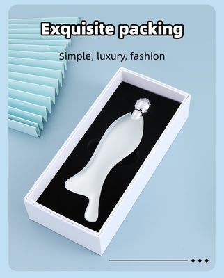 Personalisiertes Logo erhältlichd Fischform Zinklegierung Schabplatte Dünnschleimung Gesicht Auge Roller Edelstahl Guasha Massagetool
