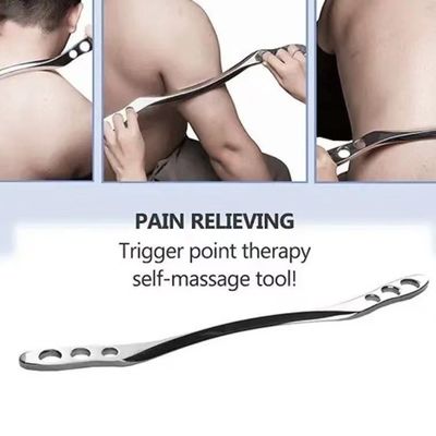 Silberner Edelstahl-Körpermassager für Muskeln Faszialen Entspannung Massagetools Übung Physiotherapie IASTM Werkzeug Sport