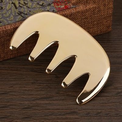 Fünftändiges natürliches Messing Gua Sha Brett Körpermassage Kamm Kopfhaut Guasha Werkzeugkopf Massager Haar Gesundheitspflege Salon Schönheitshaus