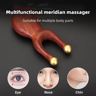 Doppel-End Messing Sandelholz Manuelle Reflexologie Guasha Massagetool für Augen Nase Körper Gua Sha Pflege Therapie Gewebe Massage Stick