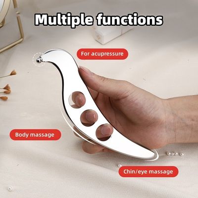Silberner Gua Sha Kopfhautmassagebrett aus 304 Edelstahl für Muskel-Faszialen Entspannung und Sport Fitness