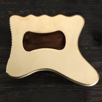 Massagegerät Naturblatz Metall Gua Sha Schraubbrett Guasha Gesichts-Spa-Massager Hautpflege Schönheitsgerät mit Griff