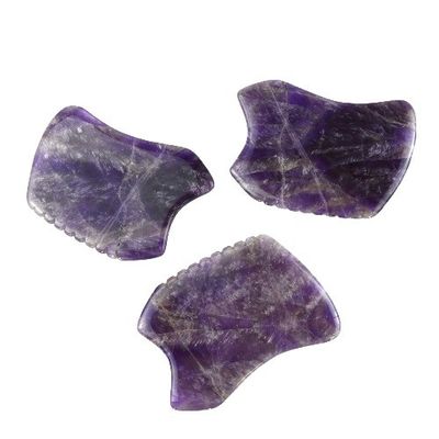 Lila Schrauben Stein Gua Sha Massagetool für Amethyst Kristall Gesichts Guasha Board und Naturjade