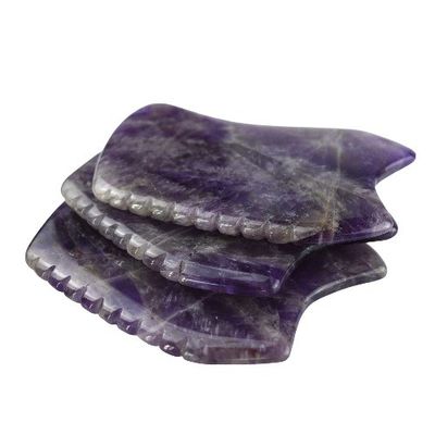 Lila Schrauben Stein Gua Sha Massagetool für Amethyst Kristall Gesichts Guasha Board und Naturjade