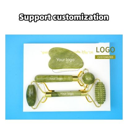 2024 Schwarzer Jade-Roller Gua Sha Set für Körpermassage und 100% natürliche Doppelkopf Haut Gesichtspflege