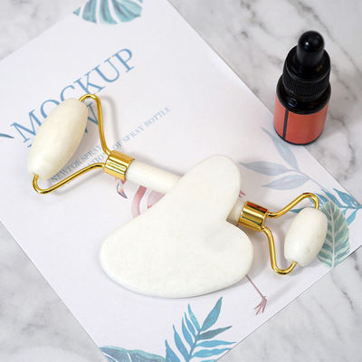 Customized Logo Availabled White Jade Roller And Guasha Set Für Gesichts-Gua Sha Massage Mit Geschenk-Box Für Körpermuskeln