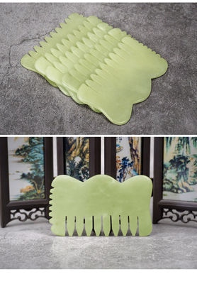 Natürlicher Xiuyan Jade Gua Sha Akupunkturmassage Haarkamm für Kopfentspannung Guasha Kamm