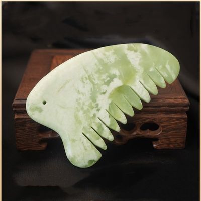 Kopfmassage Ausrüstung Natürliche Xiuyan Jade Gua Sha Akupunktur Massage Haar Kamm Kopfhaut Massager Muskelmassage Funktion