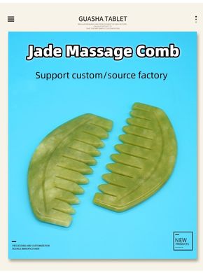 2023 Custom Logo Availabled Jade Comb Gua Sha Scraping Tool für Kopfhautpflege und Körpermuskeln