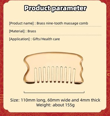 Muskelmassage Kopf Massagetool Custom Logo Kopfhaut Massagetool Quadrat Messing Gua Sha Kamm Metall Kupfer Gua Sha Kamm