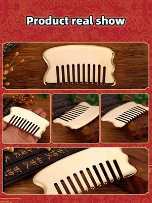Muskelmassage Kopf Massagetool Custom Logo Kopfhaut Massagetool Quadrat Messing Gua Sha Kamm Metall Kupfer Gua Sha Kamm