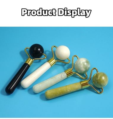 Gesichtsschönheitswerkzeug Sphärischer natürlicher Jade Stein Gua Sha Massage Perle Gesichtsrolle für Körper- und Hautpflege Behandlung Spa
