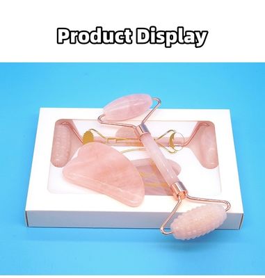 Rose Quarz Gua Sha Gesichtsrolle Massagetool Guasha Stein Körper Selbstpflege Spa Anti-Aging Gesichtsschönheit Geschenkbox in Rosa