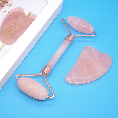Rose Quarz Gua Sha Gesichtsrolle Massagetool Guasha Stein Körper Selbstpflege Spa Anti-Aging Gesichtsschönheit Geschenkbox in Rosa