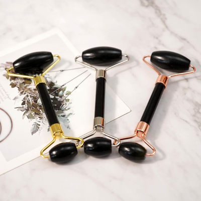 Muskelmassage Custom Schwarzer Bian Stein Gua Sha Schraubbrett Guasha Gesichtsrolle Geschenkbox für Spa Hautpflege Routine