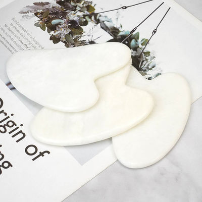 Hautpflege-Tool Natürlicher Weißer Jade Stein Gua Sha Schablone Guasha Gesichtsrolle Geschenkbox Set für Körpermuskeln Massage