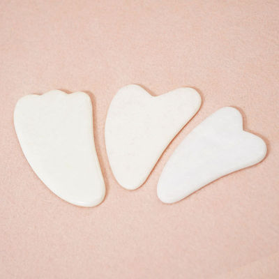 Hautpflege-Tool Natürlicher Weißer Jade Stein Gua Sha Schablone Guasha Gesichtsrolle Geschenkbox Set für Körpermuskeln Massage