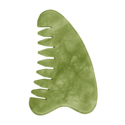 Eigenschaften Kopfmassage Ausrüstung Naturgrüner Jade Gua Sha Kopfhautmassager Lymphmassage Kamm für Haargesundheitspflege