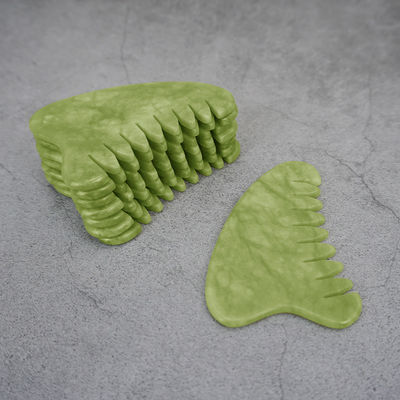 Eigenschaften Kopfmassage Ausrüstung Naturgrüner Jade Gua Sha Kopfhautmassager Lymphmassage Kamm für Haargesundheitspflege
