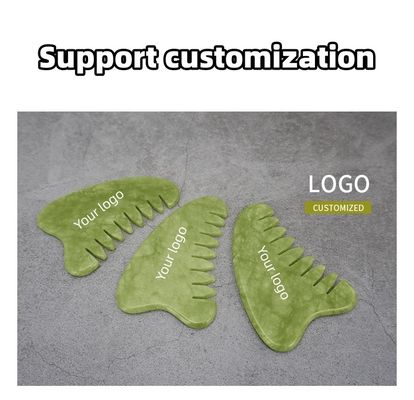 Eigenschaften Kopfmassage Ausrüstung Naturgrüner Jade Gua Sha Kopfhautmassager Lymphmassage Kamm für Haargesundheitspflege