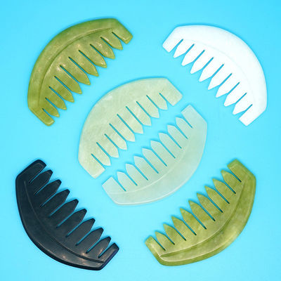 2024 Runde Form Natur Xiuyan Jade Gua Sha Kopfhaut Massage Kamm Kopf Haarpflege Massager Bagger Meridiane Bestseller Produkte
