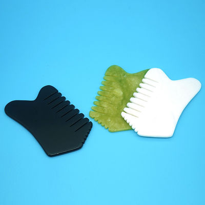 Jade Gua Sha Kämme Massage Stein Haar Kamm Handheld Kopfwerkzeuge für Körpermuskeln und multifunktionale Gesichtsmassage Werkzeug