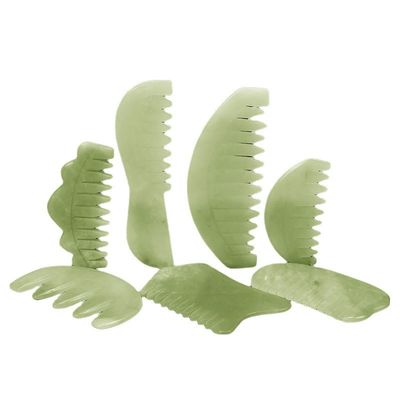 Akupunkturtherapie und Kopfhautmassage Natürlicher Jadehaarkamm mit Xiuyan Jade Gua Sha Werkzeugen